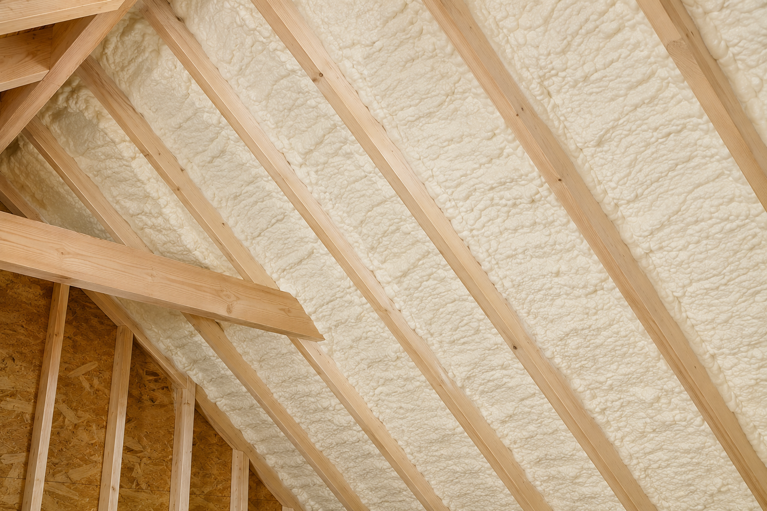 Spray foam insulation in a roof loft space